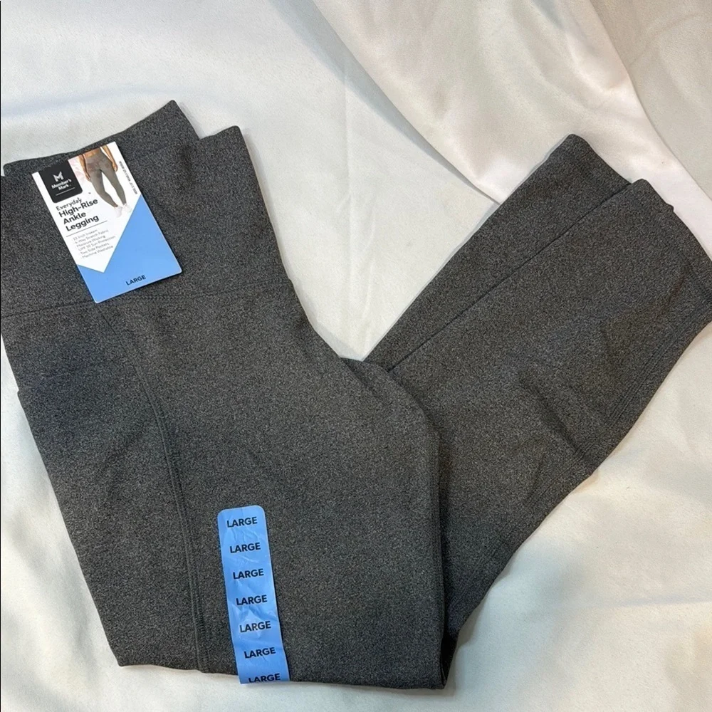 Members Mark, Women’s Gray High-Rise Ankle Leggings, Large, NWT